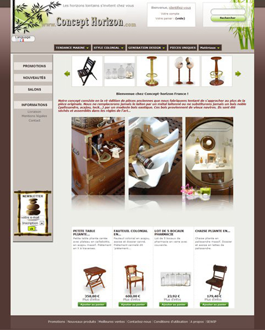 Site e-commerce meubles et décoration
