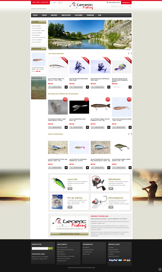Site e-commerce articles de pêche