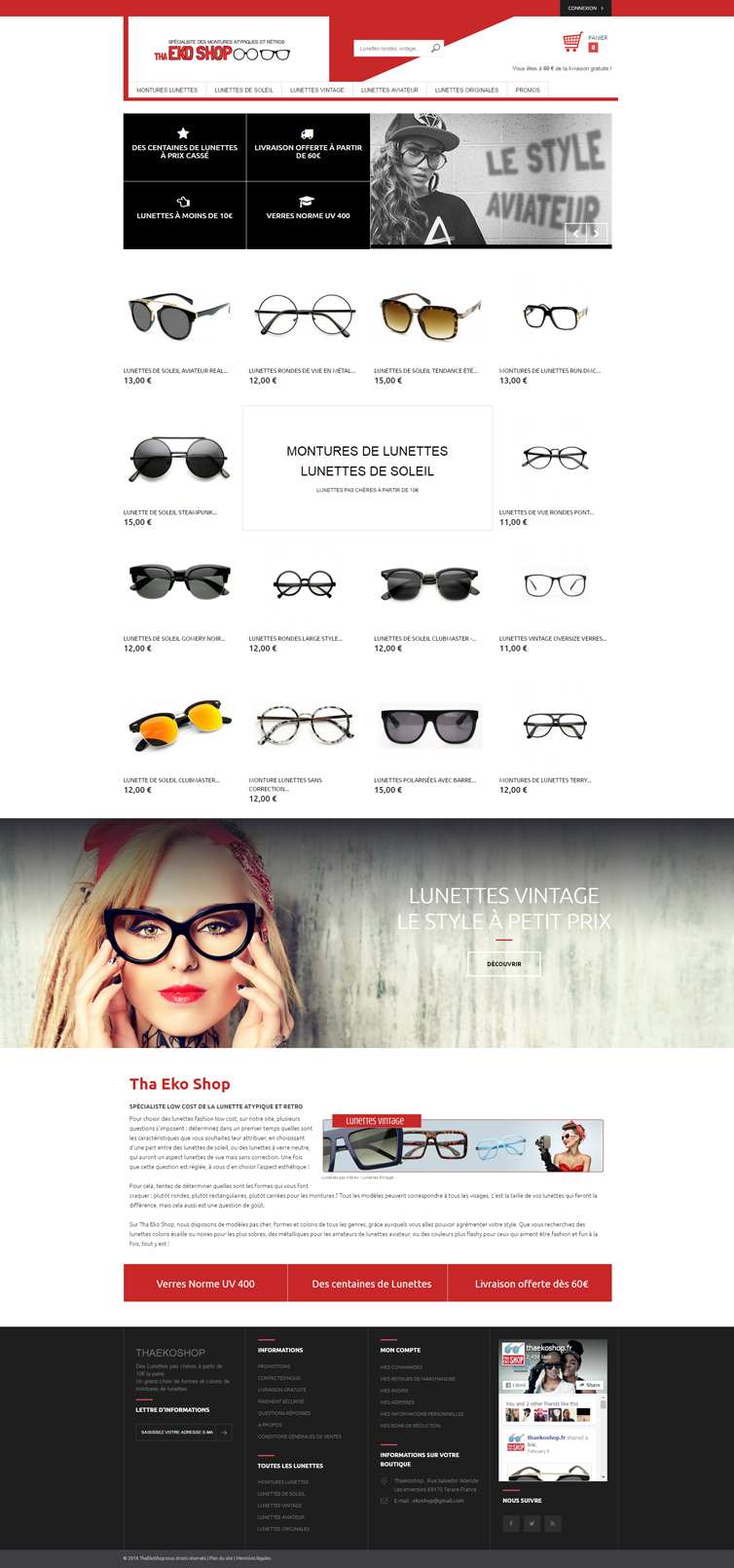 Site e-commerce lunettes