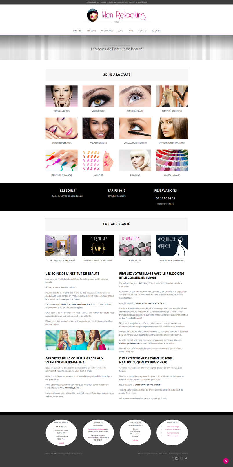 Créer un site internet pour institut de beauté