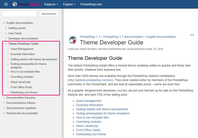 Guide du développeur de theme PrestaShop 1.7