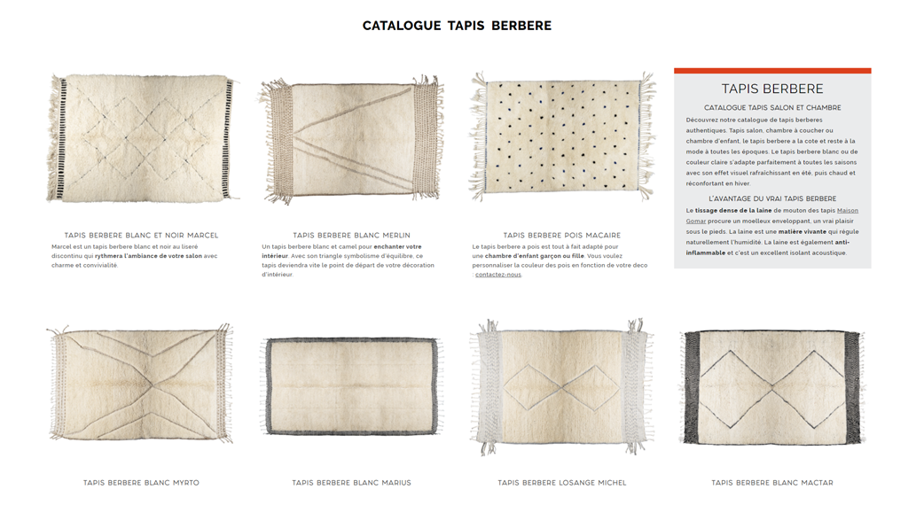 Catalogue tapis Berbere